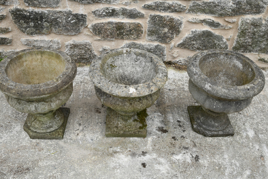 3 Composite Stone Garden Urns