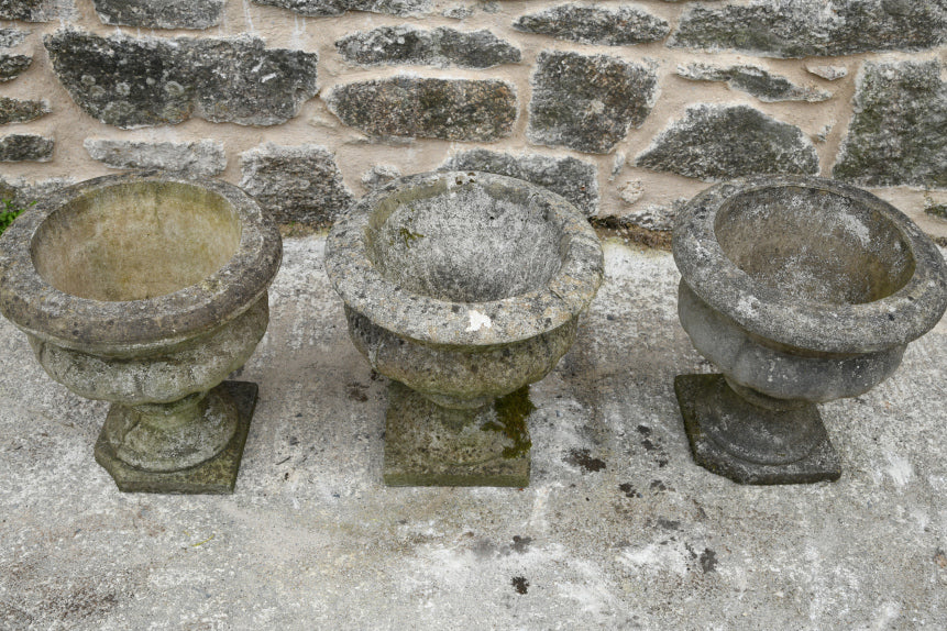 3 Composite Stone Garden Urns