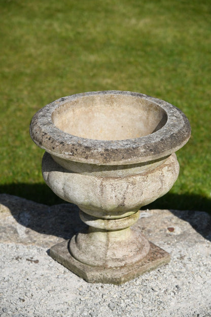 Pair Composite Stone Garden Urns