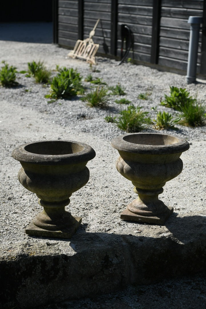 Pair Composite Stone Garden Urns