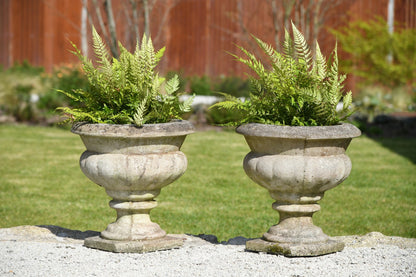 Pair Composite Stone Garden Urns