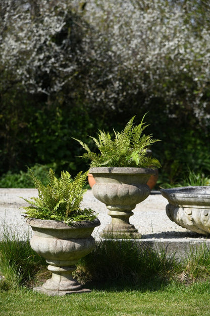 Pair Composite Stone Garden Urns
