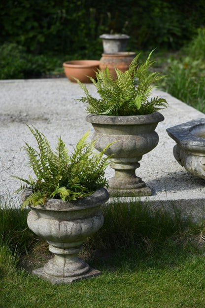 Pair Composite Stone Garden Urns