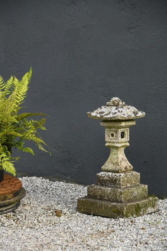 Weathered Japanese Granite Garden Lantern
