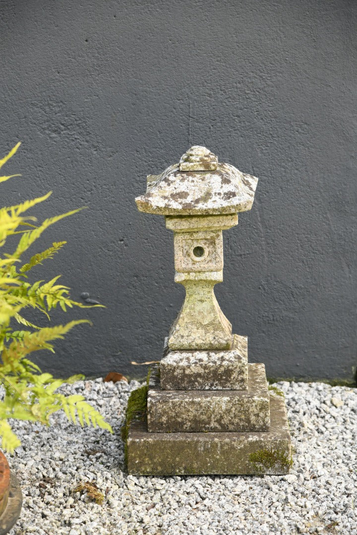 Weathered Japanese Granite Garden Lantern