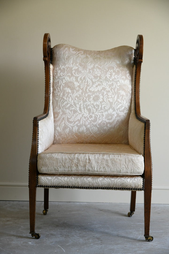 Antique Edwardian Upholstered Walnut Armchair