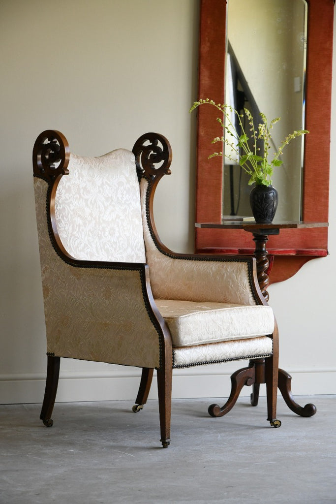 Antique Edwardian Upholstered Walnut Armchair