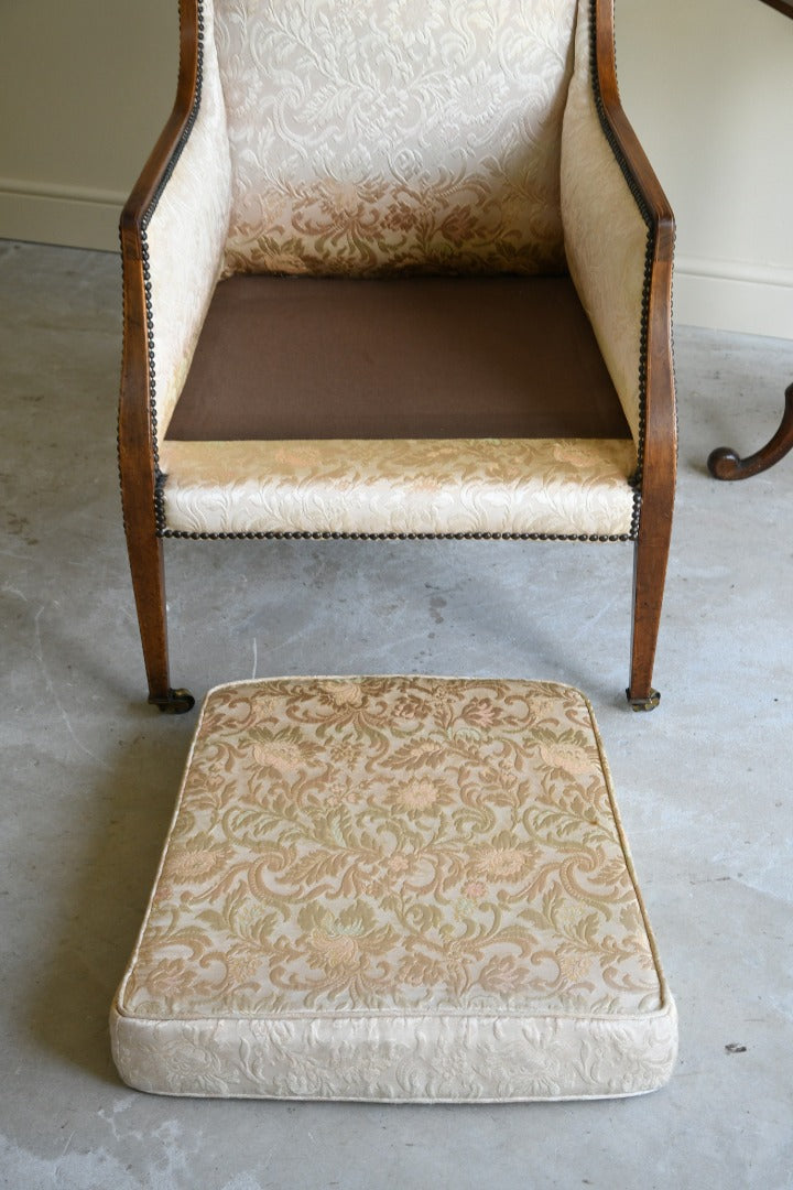 Antique Edwardian Upholstered Walnut Armchair