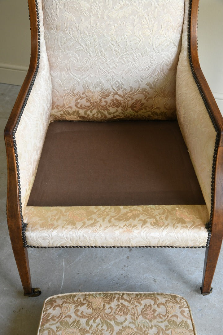 Antique Edwardian Upholstered Walnut Armchair