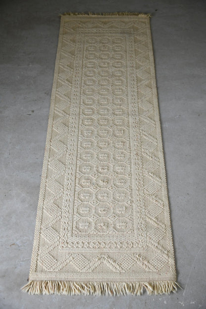 Vintage Cream Felpa Whiten Wool Runner Rug