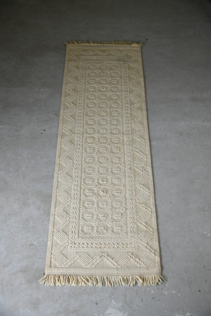 Vintage Cream Felpa Whiten Wool Runner Rug