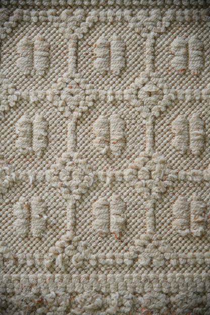 Vintage Cream Felpa Whiten Wool Runner Rug