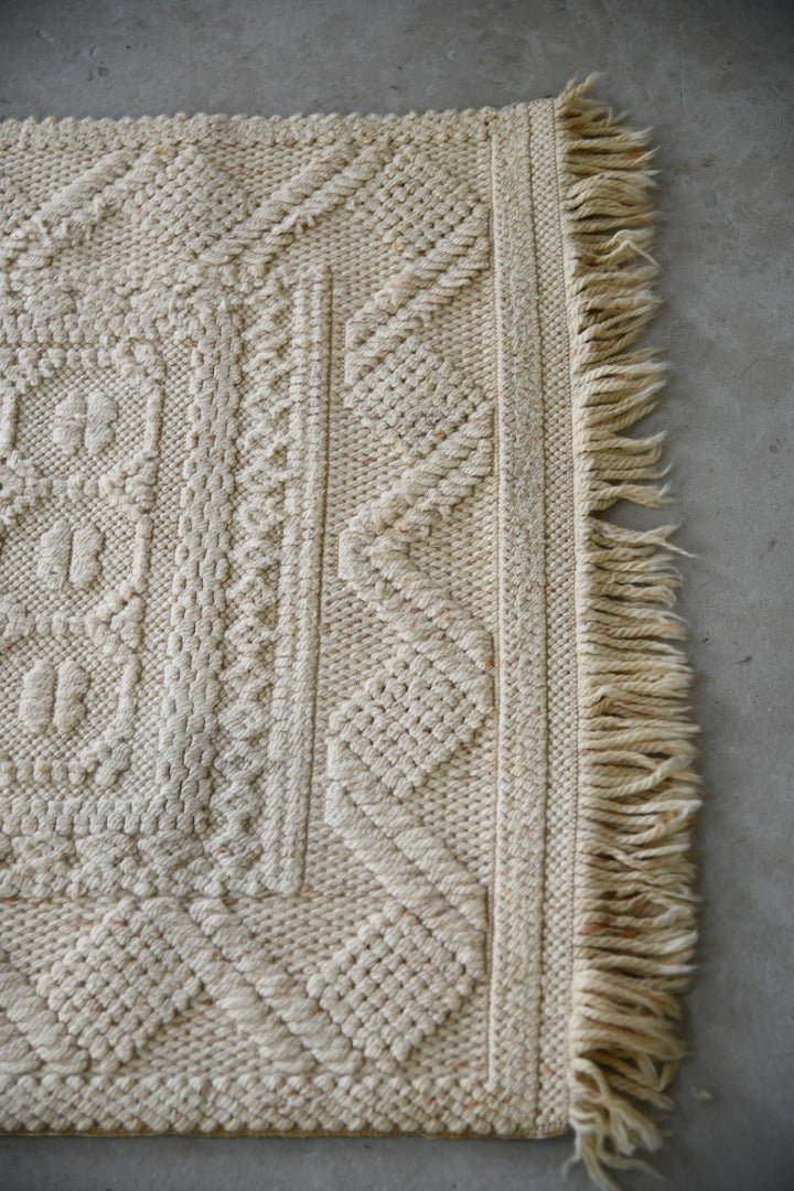 Vintage Cream Felpa Whiten Wool Runner Rug