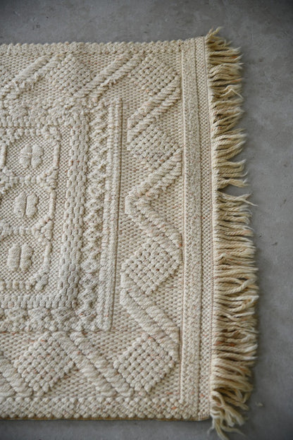 Vintage Cream Felpa Whiten Wool Runner Rug