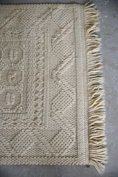 Vintage Cream Felpa Whiten Wool Runner Rug