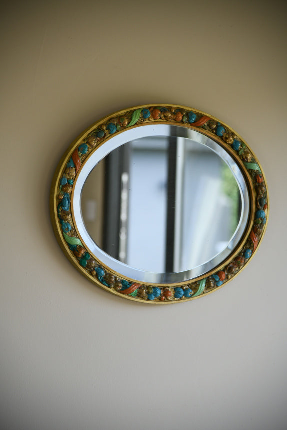 Vintage Polychrome Oval Fruit Mirror