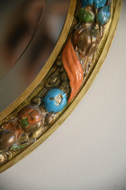 Vintage Polychrome Oval Fruit Mirror