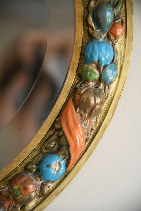 Vintage Polychrome Oval Fruit Mirror