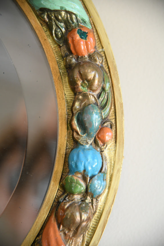 Vintage Polychrome Oval Fruit Mirror