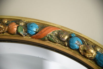 Vintage Polychrome Oval Fruit Mirror