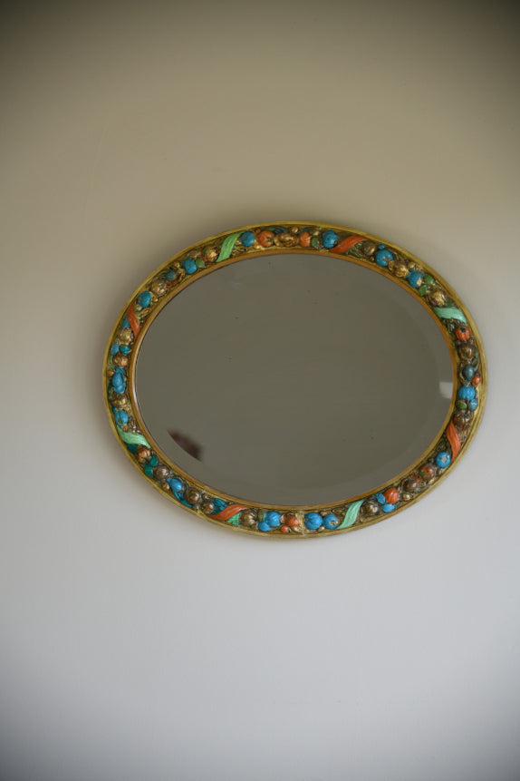 Vintage Polychrome Oval Fruit Mirror