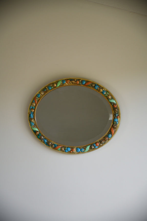 Vintage Polychrome Oval Fruit Mirror