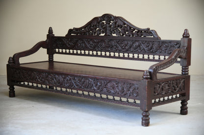 Indonesian Carved Day Bed Bench
