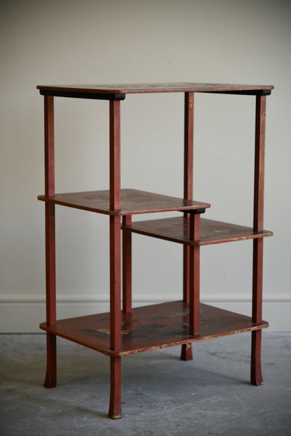 Oriental Red Lacquer Open Shelves