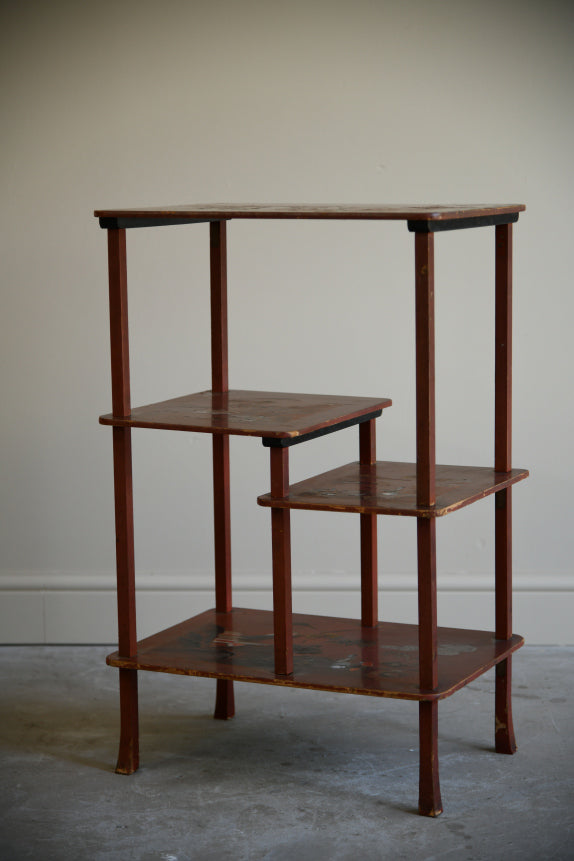 Oriental Red Lacquer Open Shelves