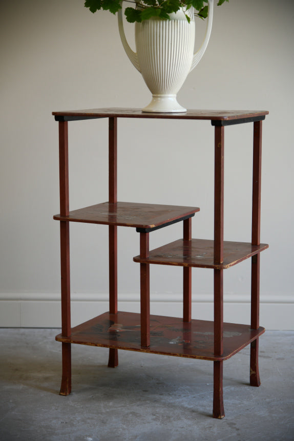 Oriental Red Lacquer Open Shelves