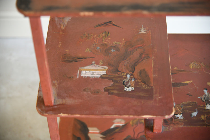 Oriental Red Lacquer Open Shelves