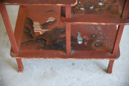 Oriental Red Lacquer Open Shelves