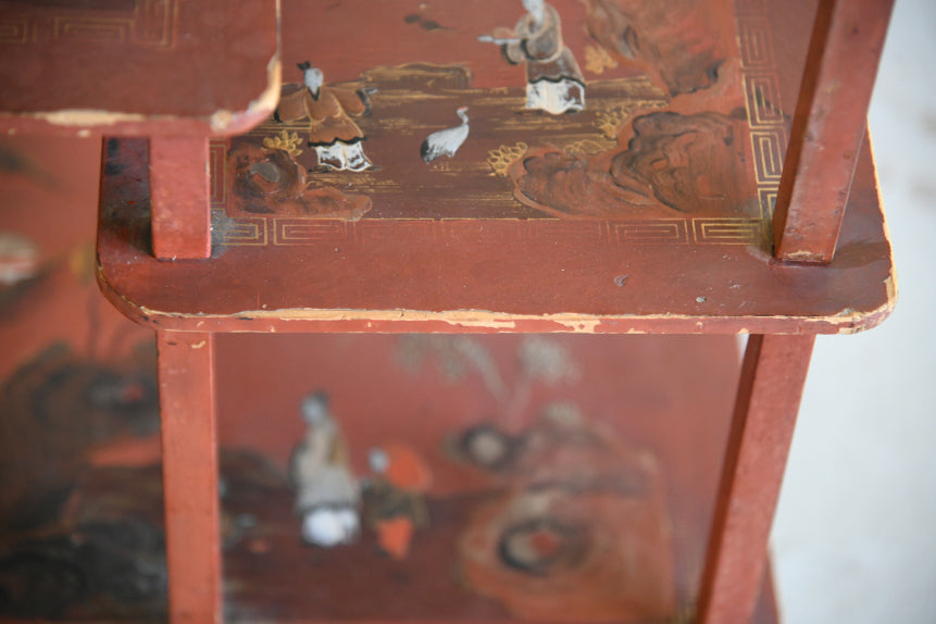 Oriental Red Lacquer Open Shelves