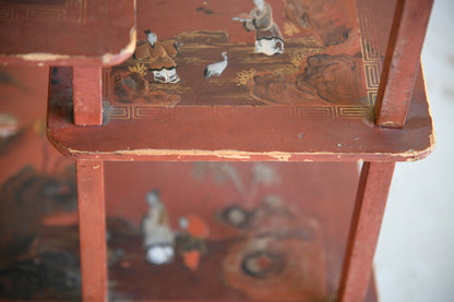 Oriental Red Lacquer Open Shelves