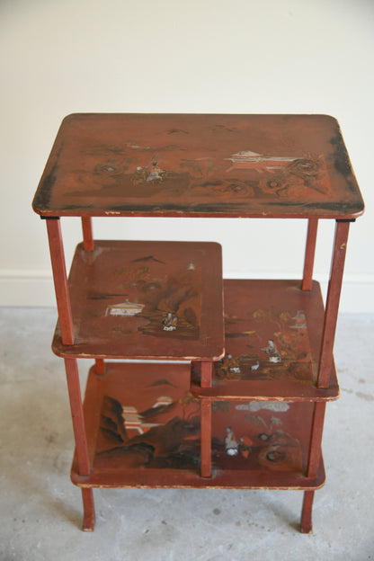 Oriental Red Lacquer Open Shelves