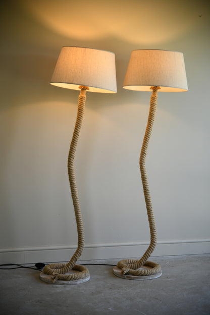 Pair Nautical Rope Standard Lamps