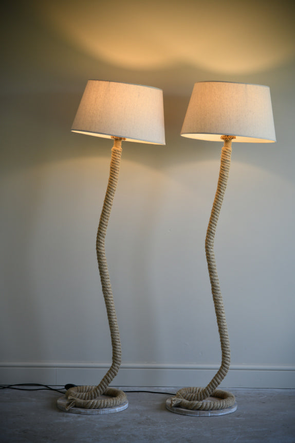 Pair Nautical Rope Standard Lamps