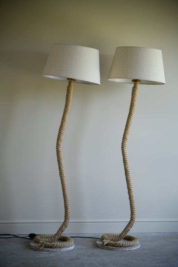 Pair Nautical Rope Standard Lamps