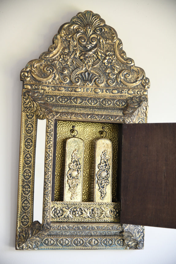 Repousse Style Brass Mirror