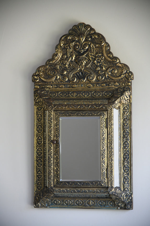 Repousse Style Brass Mirror