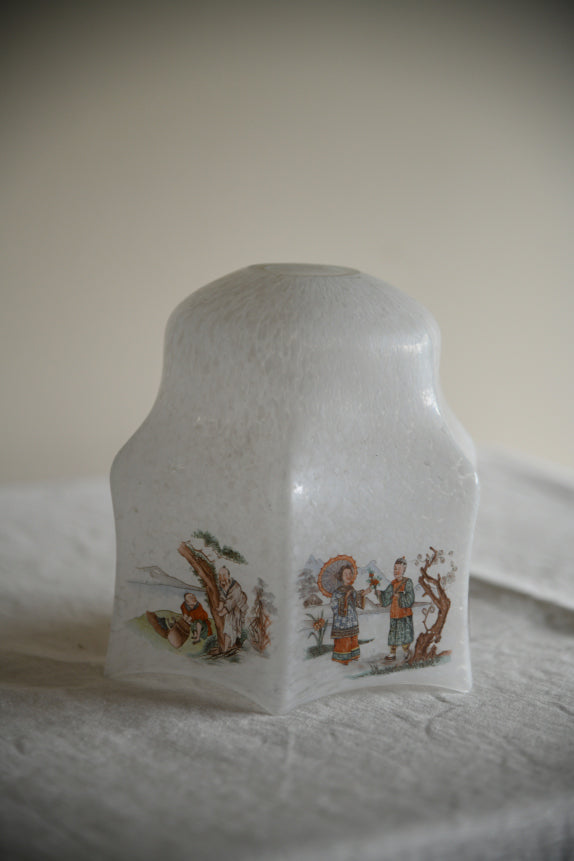 Vintage White Mottled Glass Lampshade