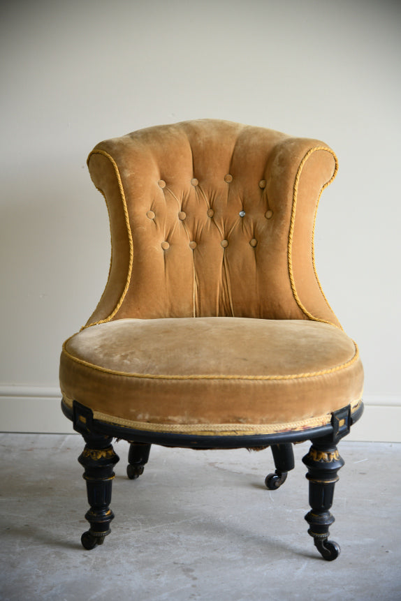 Victorian Upholstered Yellow Occasional Chair