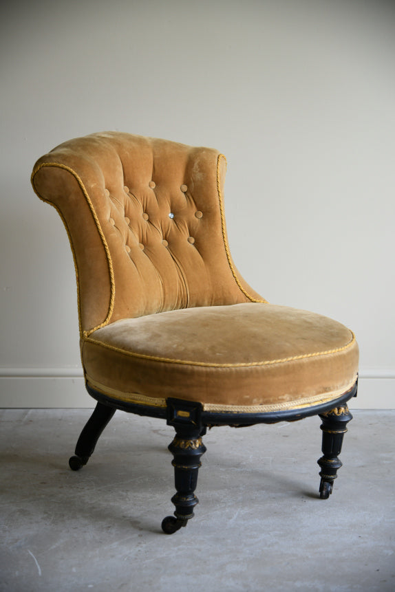 Victorian Upholstered Yellow Occasional Chair