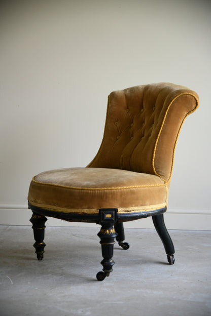 Victorian Upholstered Yellow Occasional Chair