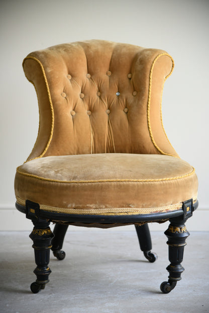 Victorian Upholstered Yellow Occasional Chair