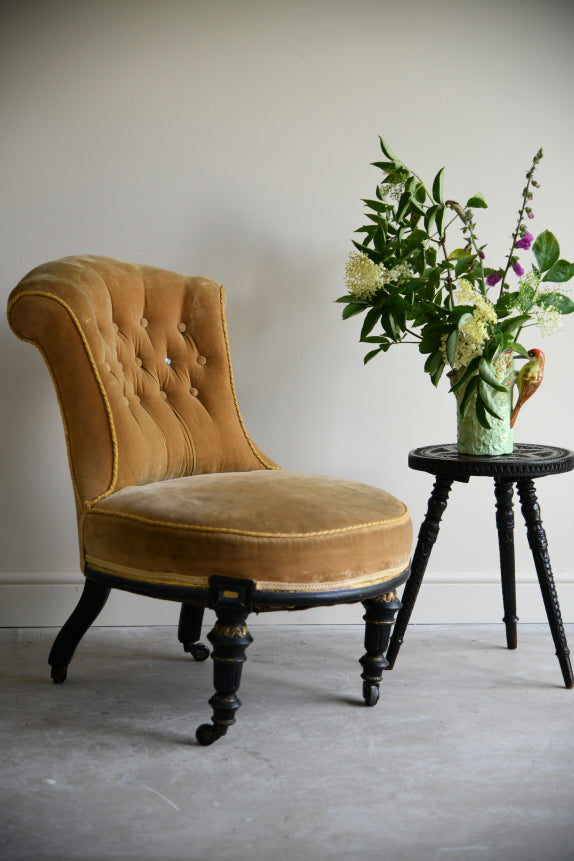 Victorian Upholstered Yellow Occasional Chair