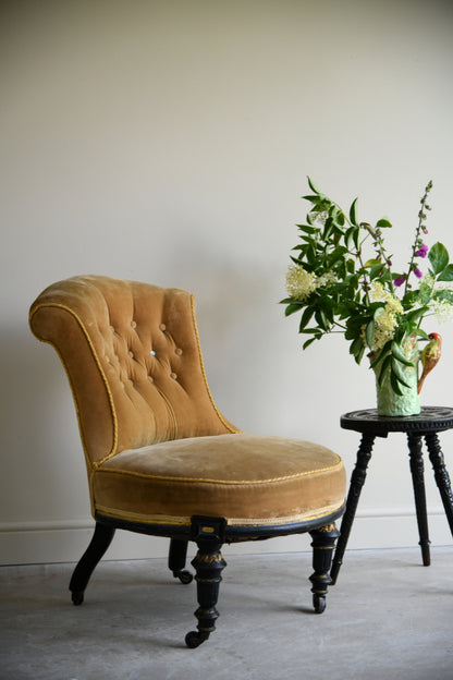 Victorian Upholstered Yellow Occasional Chair