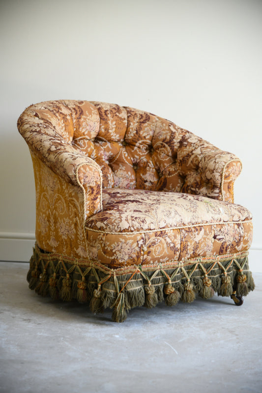 Victorian Button Back Tub Chair for Reupholstery