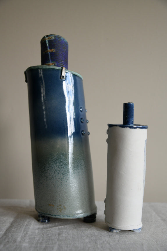 Pair Blue Studio Pottery Vase