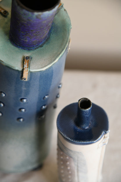 Pair Blue Studio Pottery Vase